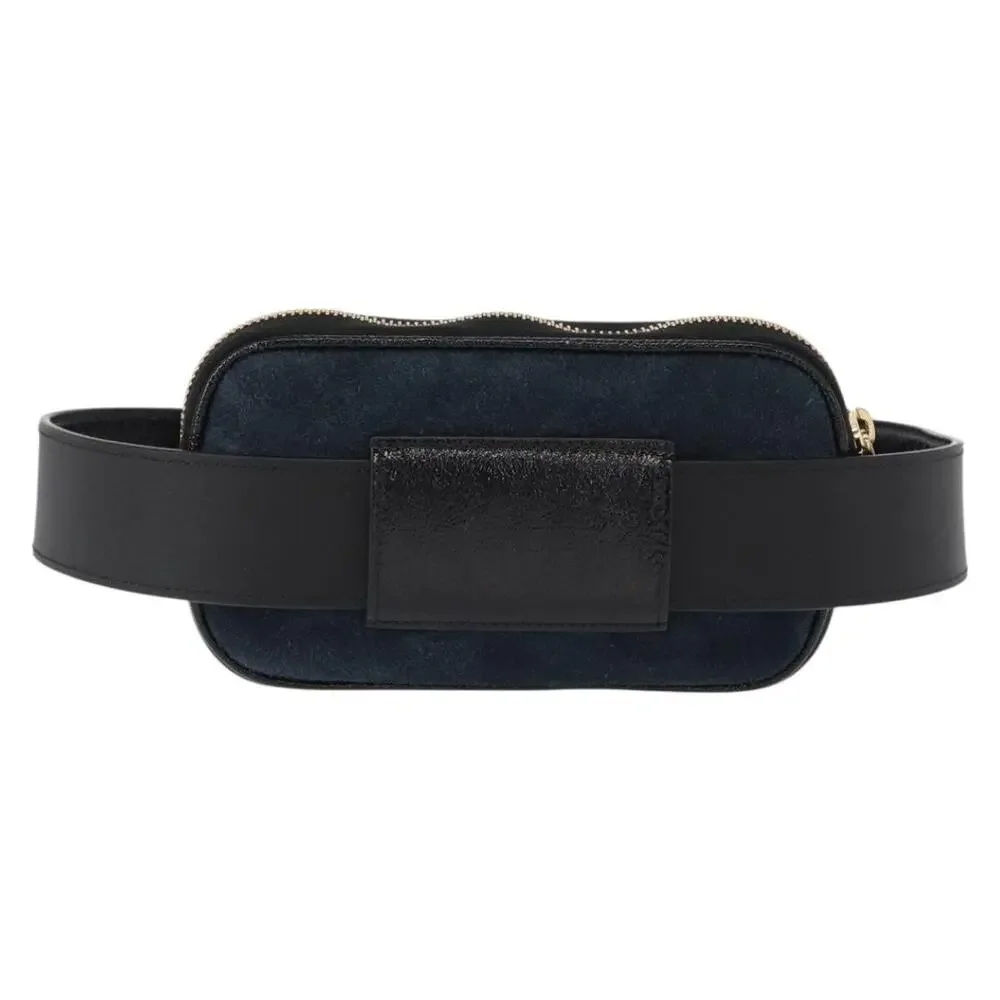 Gucci Suede Web Enamel Waist Bag Navy